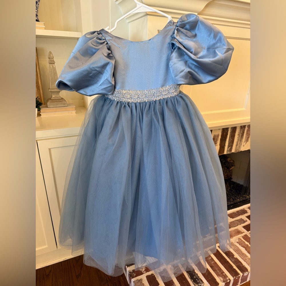 Blue Flower Girl Dress